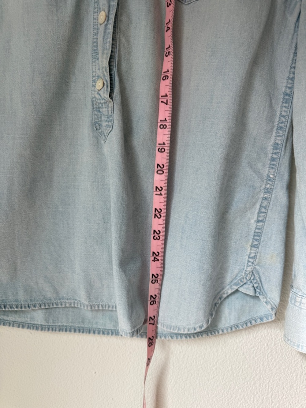 J. Crew Chambray Denim Button-Up Popover Shirt - small -GUC - Picture 6 of 7
